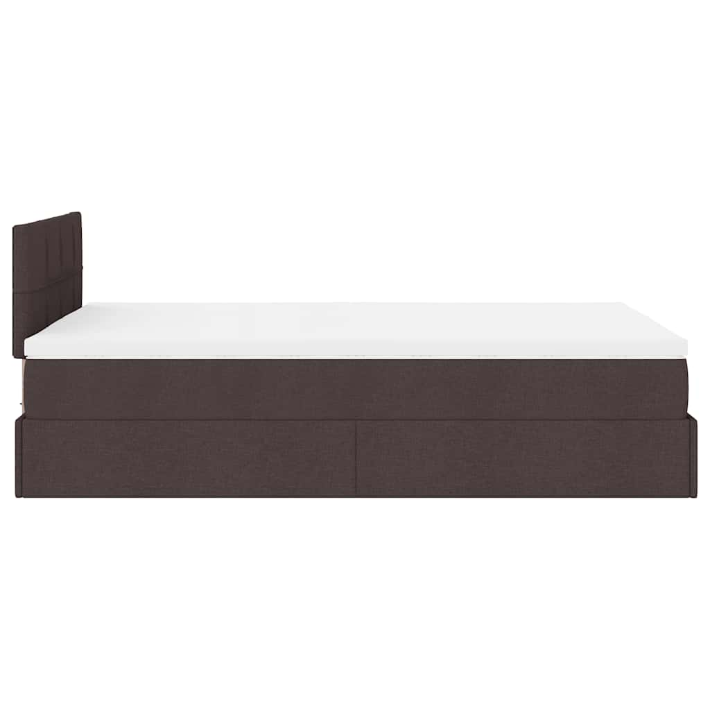 vidaXL Estructura cama otomana colchón tela marrón oscuro 120x200cm