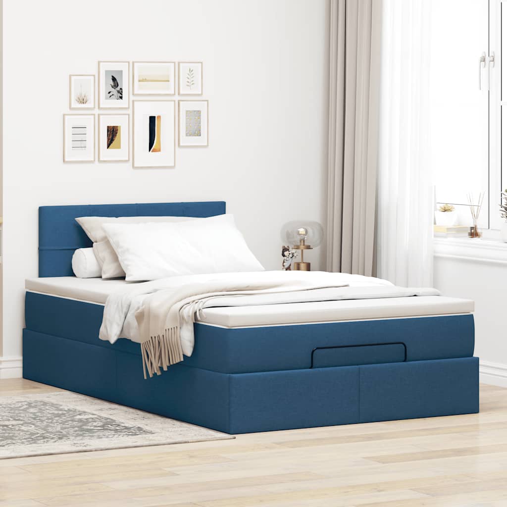 vidaXL Estructura de cama otomana con colchón tela azul 120x200cm