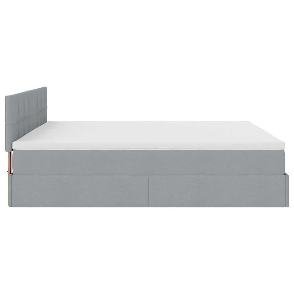 vidaXL Estructura de cama otomana colchón tela gris claro 160x200cm