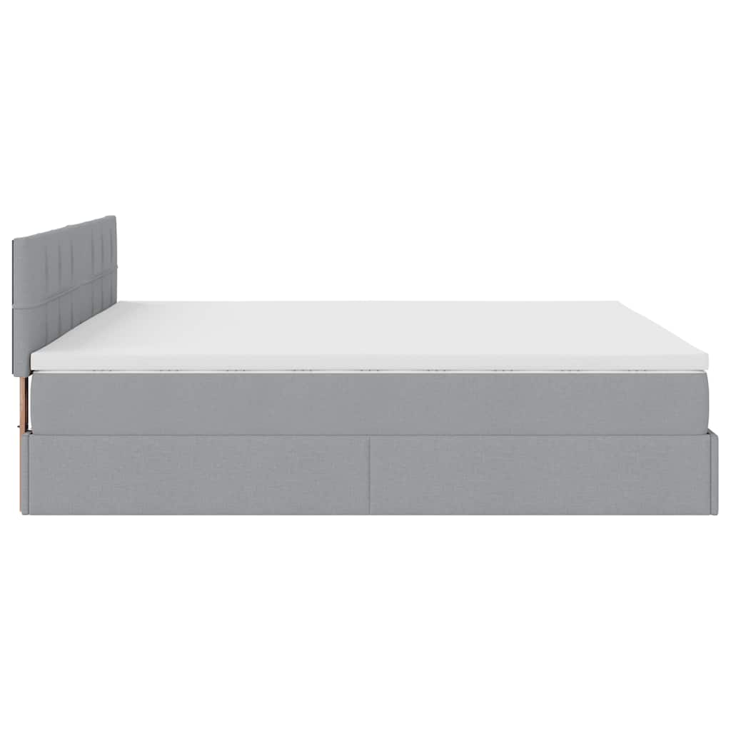 vidaXL Estructura de cama otomana colchón tela gris claro 180x200cm