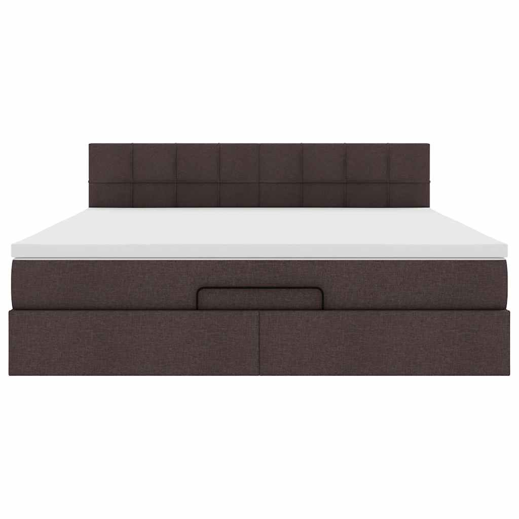 vidaXL Estructura cama otomana colchón tela marrón oscuro 180x200cm