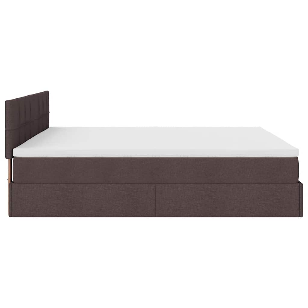 vidaXL Estructura cama otomana colchón tela marrón oscuro 180x200cm