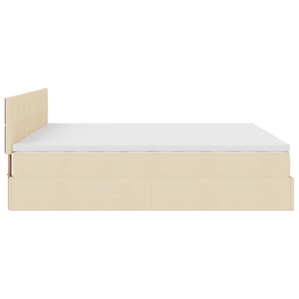 vidaXL Estructura de cama otomana con colchón tela crema 180x200cm