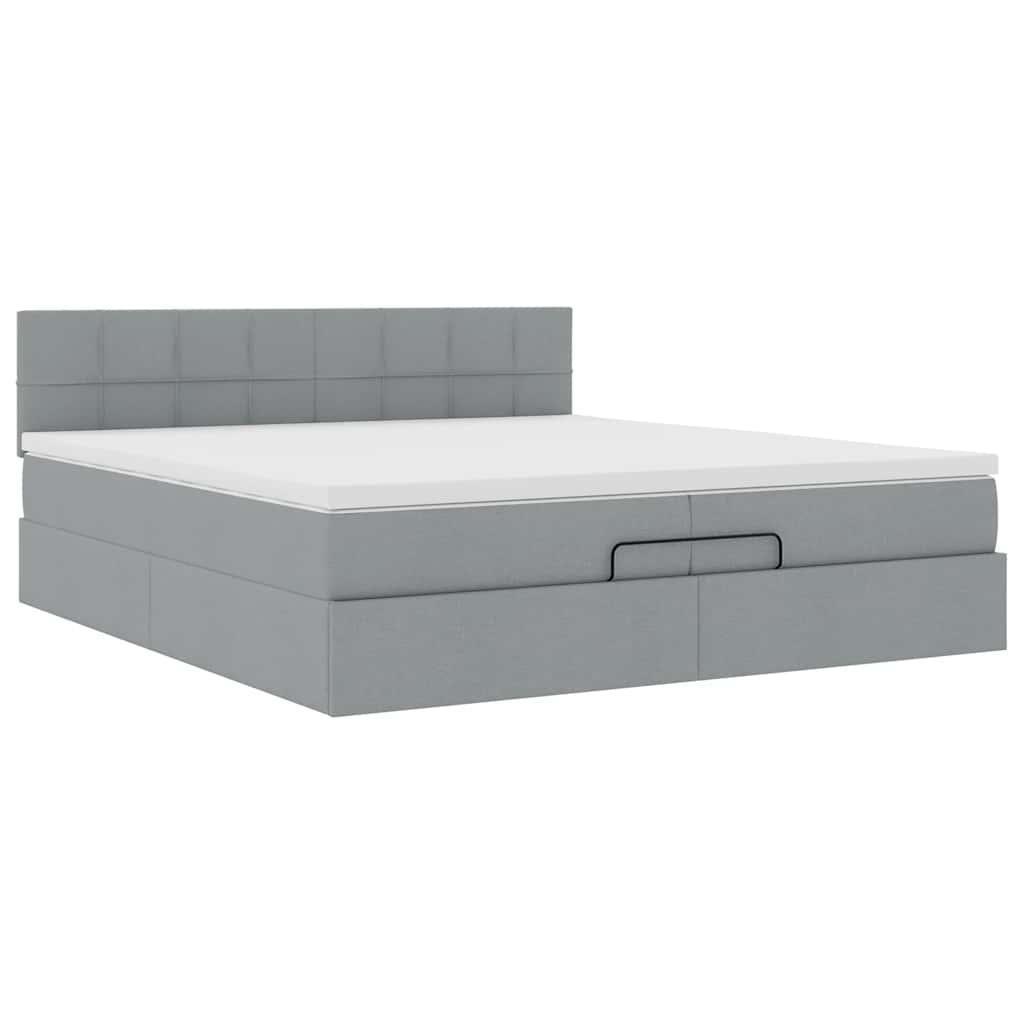 vidaXL Estructura de cama otomana con colchón gris claro 200x200 cm