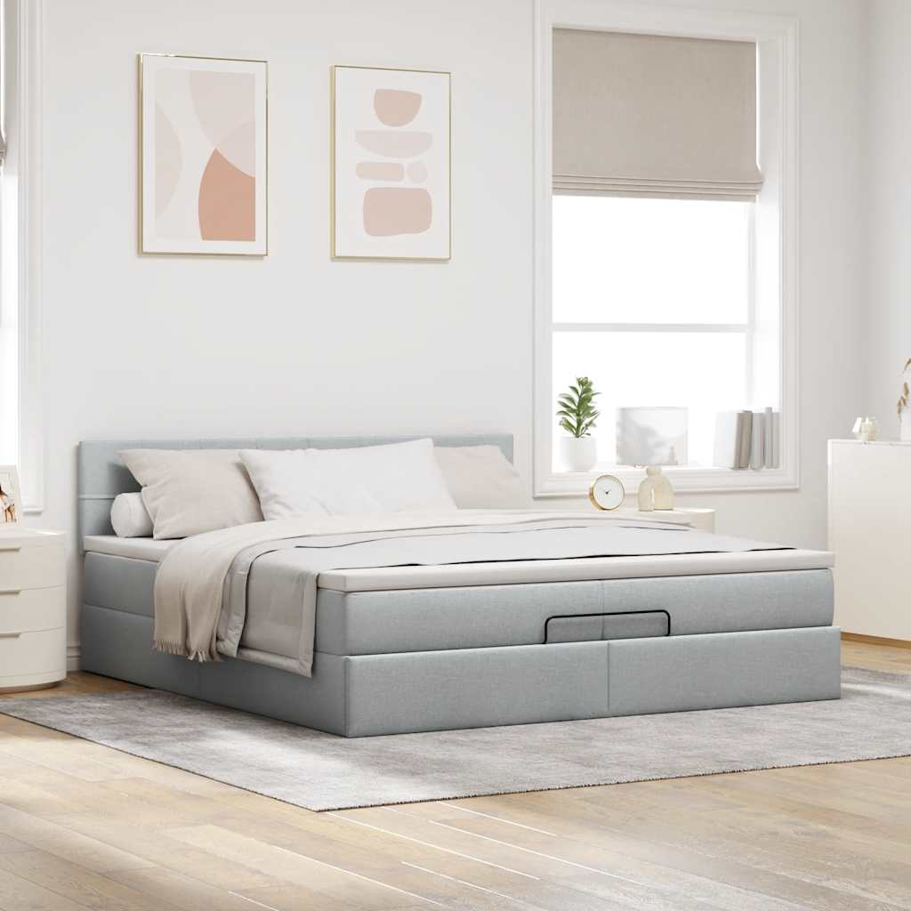 vidaXL Estructura de cama otomana con colchón gris claro 200x200 cm