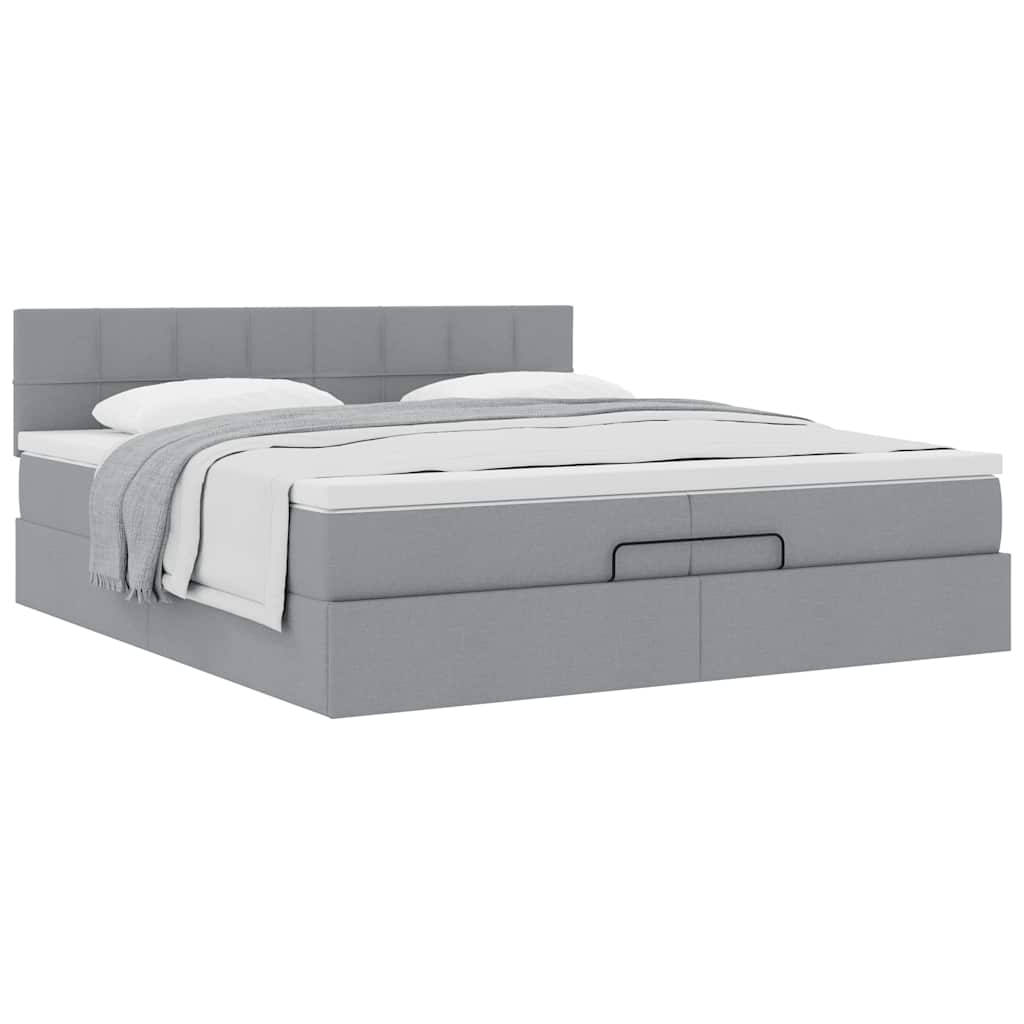 vidaXL Estructura de cama otomana con colchón gris claro 200x200 cm