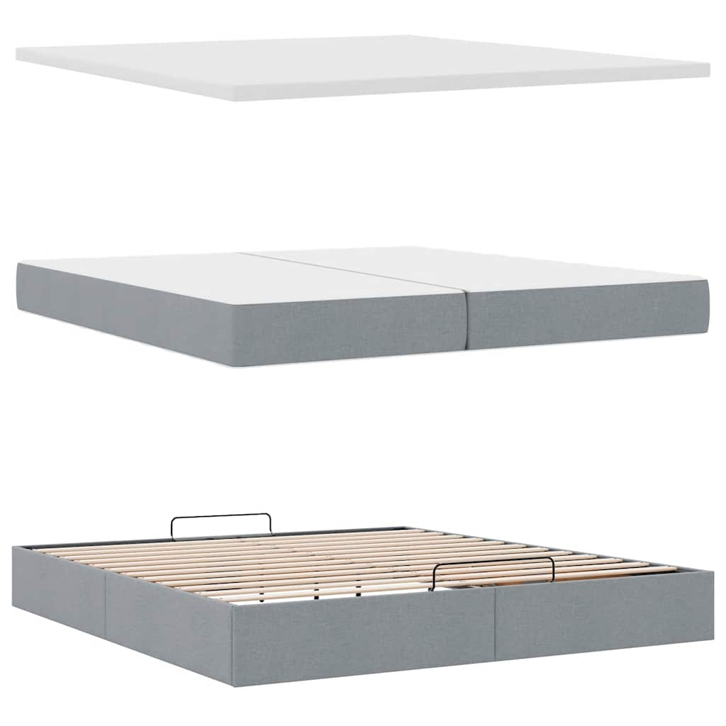 vidaXL Estructura de cama otomana con colchón gris claro 200x200 cm