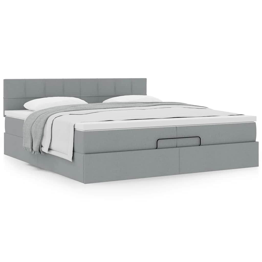 vidaXL Estructura de cama otomana con colchón gris claro 200x200 cm