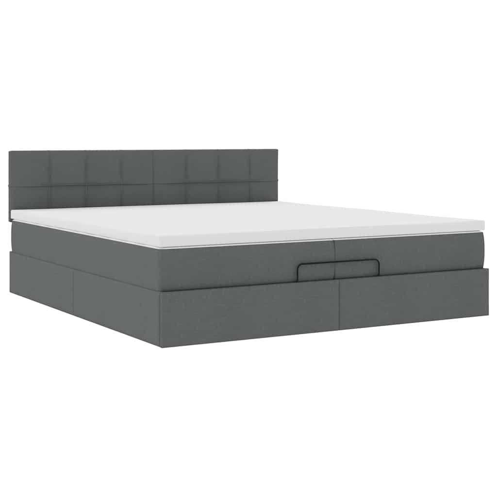 vidaXL Estructura de cama otomana con colchón gris oscuro 200x200 cm