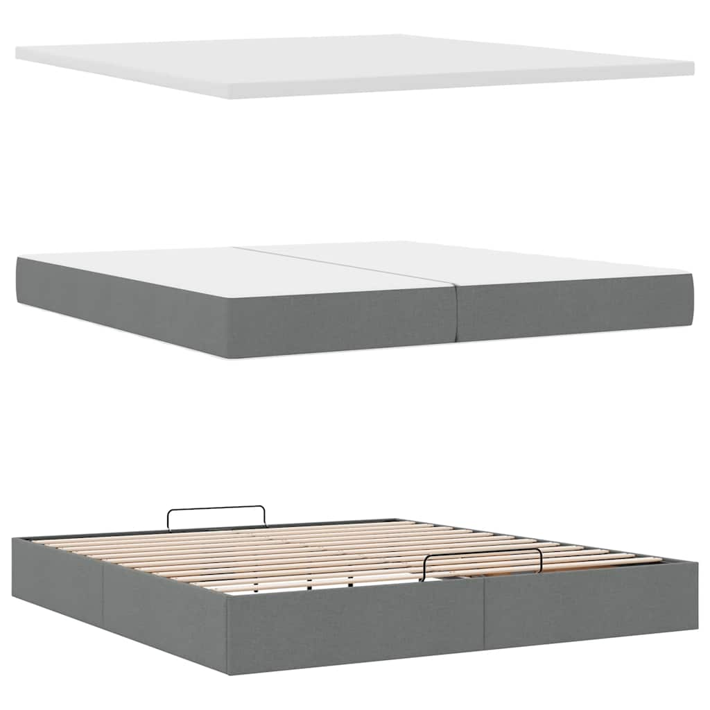 vidaXL Estructura de cama otomana con colchón gris oscuro 200x200 cm