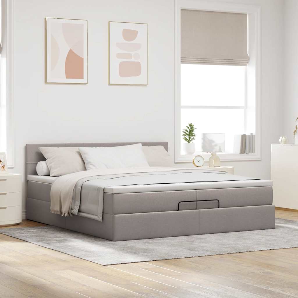 vidaXL Estructura de cama otomana con colchón tela gris topo 200x200cm