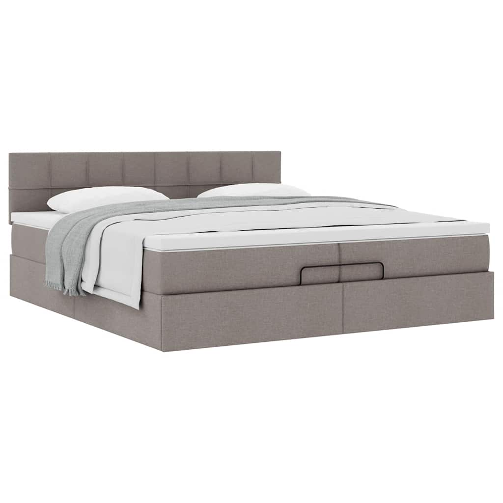 vidaXL Estructura de cama otomana con colchón tela gris topo 200x200cm