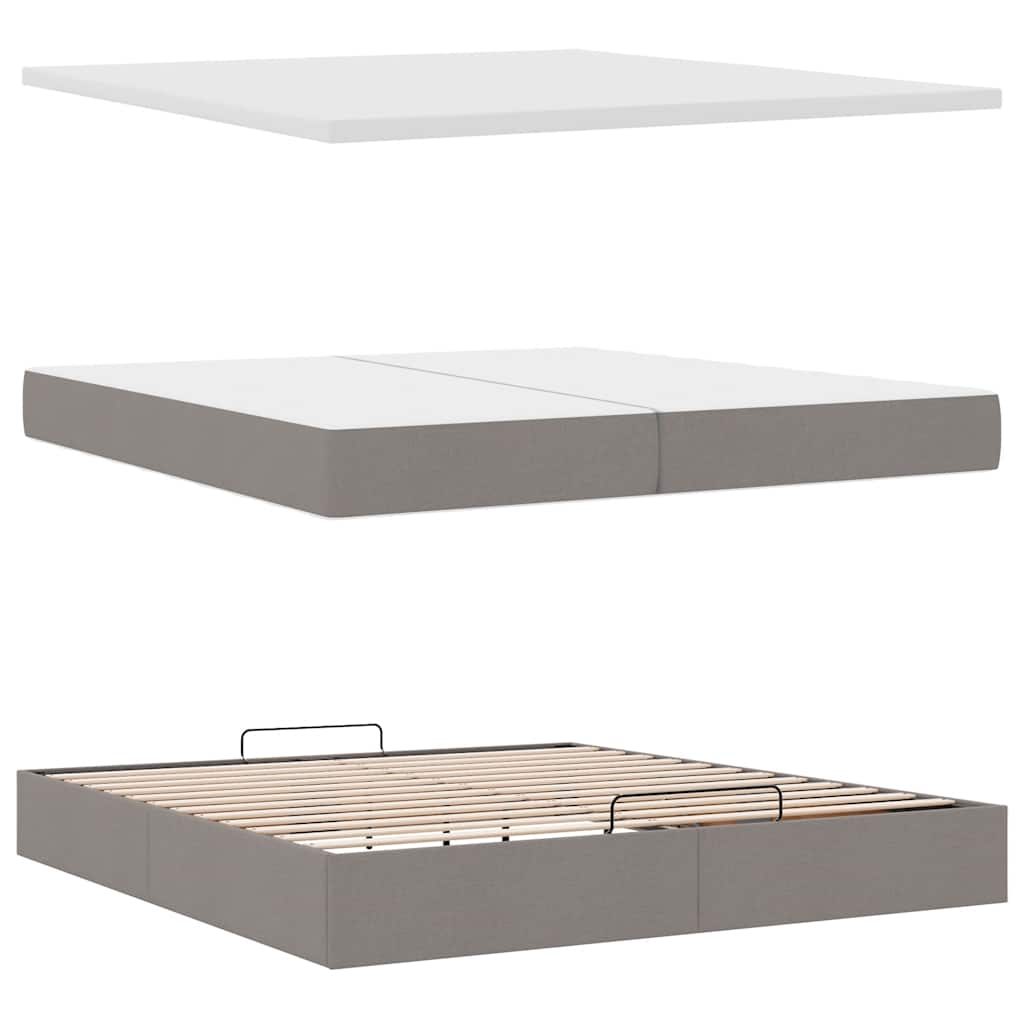 vidaXL Estructura de cama otomana con colchón tela gris topo 200x200cm