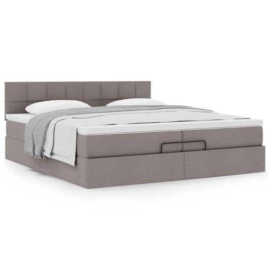 vidaXL Estructura de cama otomana con colchón tela gris topo 200x200cm