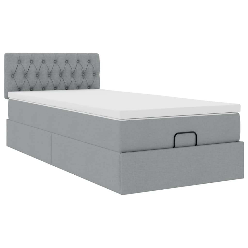 vidaXL Estructura de cama otomana con colchón tela gris claro 80x200cm