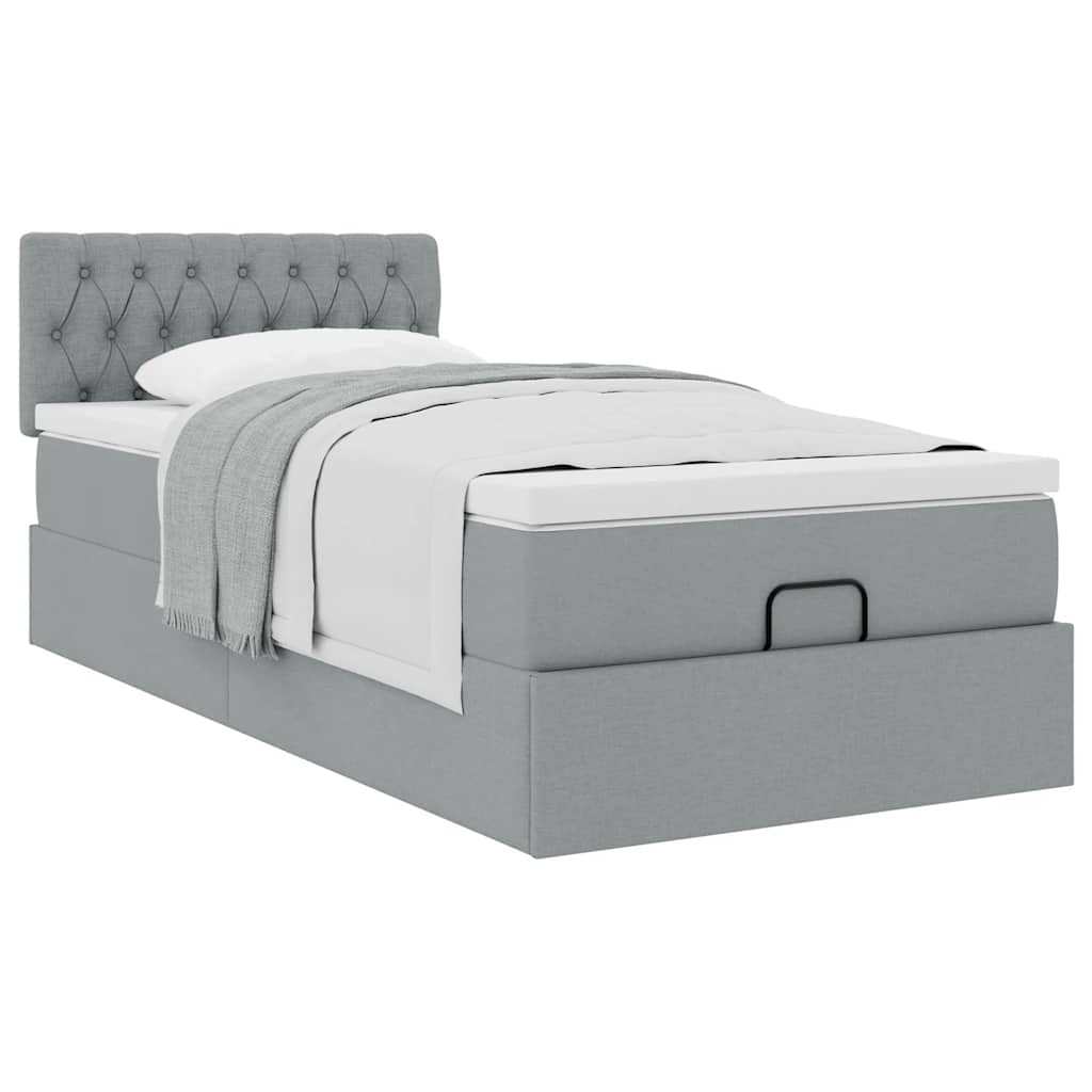 vidaXL Estructura de cama otomana con colchón tela gris claro 80x200cm