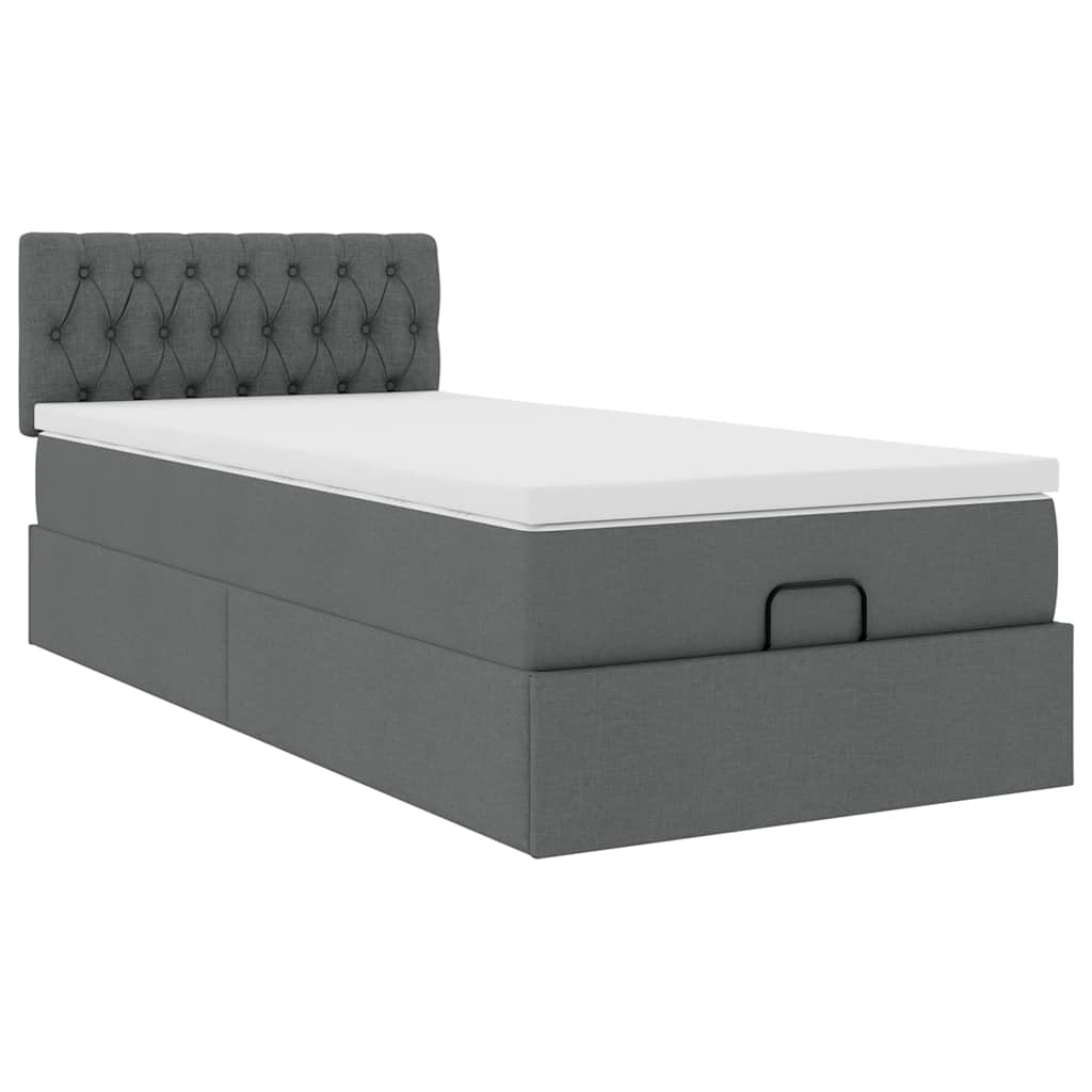 vidaXL Estructura cama otomana colchón tela gris oscuro 80x200cm