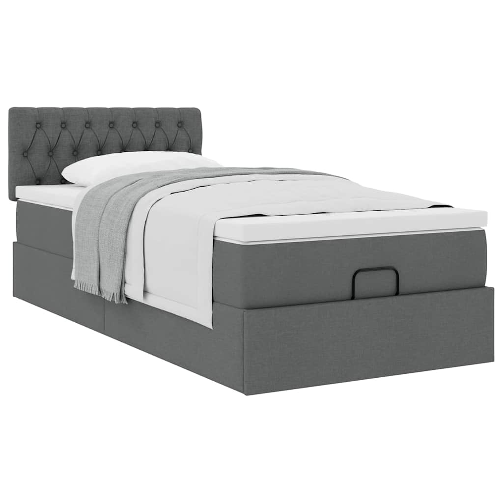 vidaXL Estructura cama otomana colchón tela gris oscuro 80x200cm