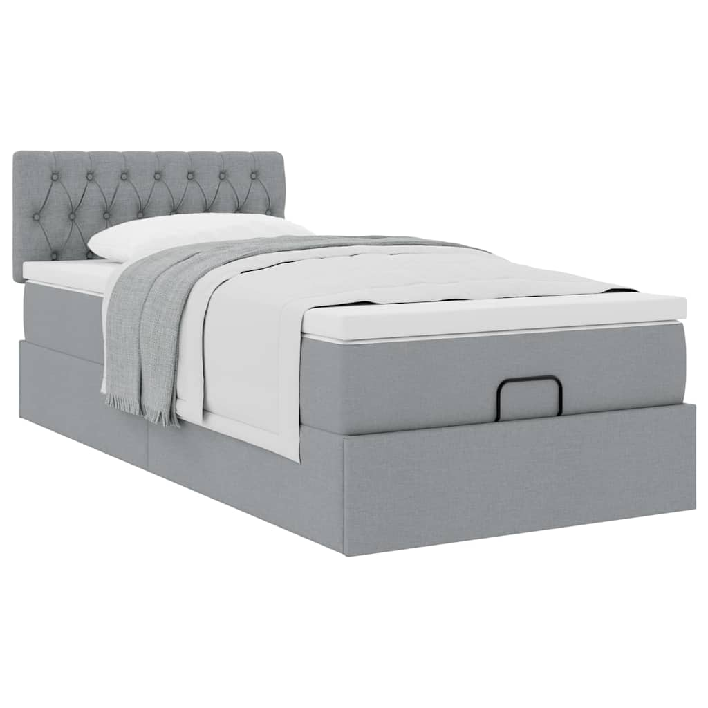 vidaXL Estructura de cama otomana con colchón tela gris claro 90x190cm