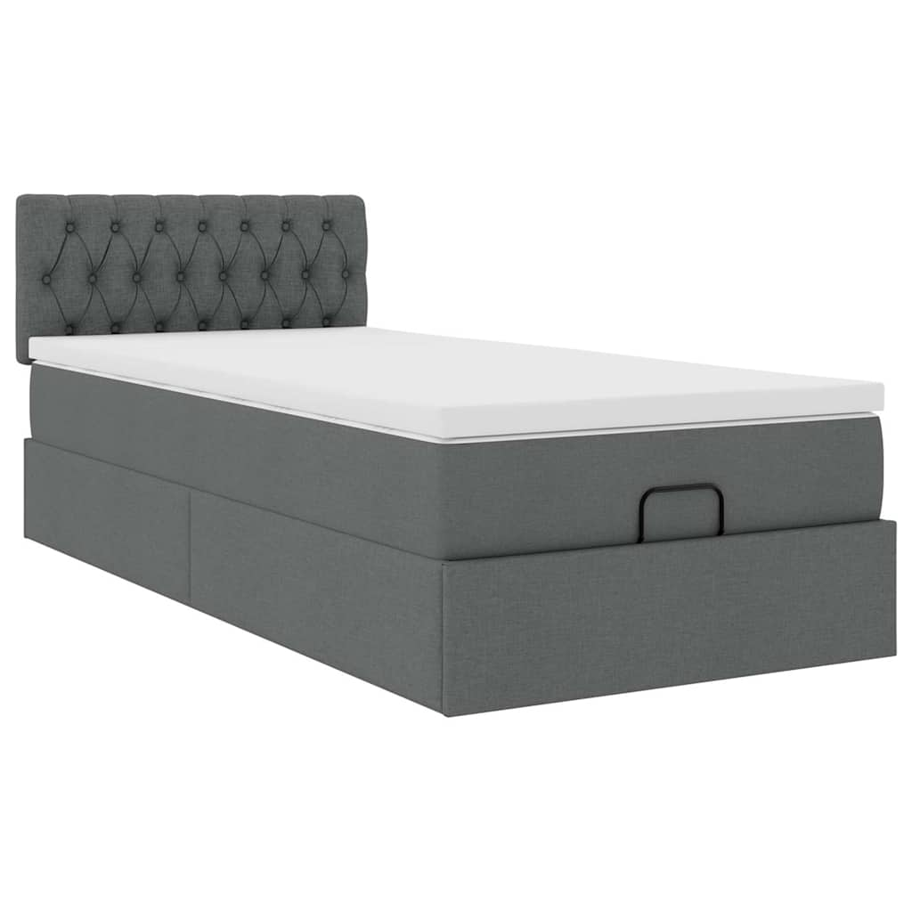 vidaXL Estructura cama otomana colchón tela gris oscuro 90x190cm