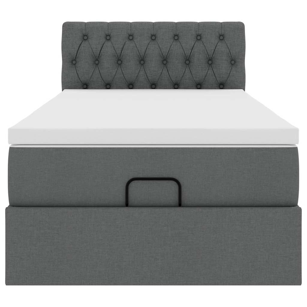 vidaXL Estructura cama otomana colchón tela gris oscuro 90x190cm