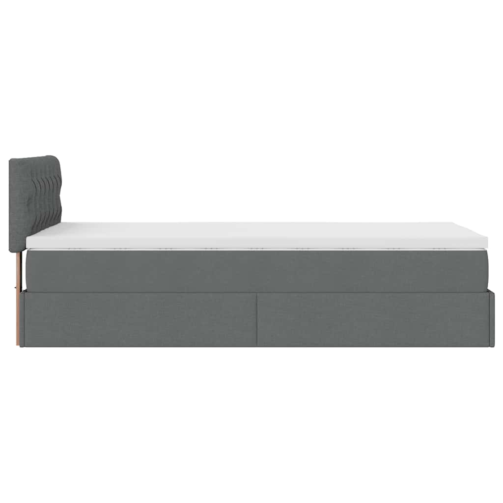 vidaXL Estructura cama otomana colchón tela gris oscuro 90x190cm