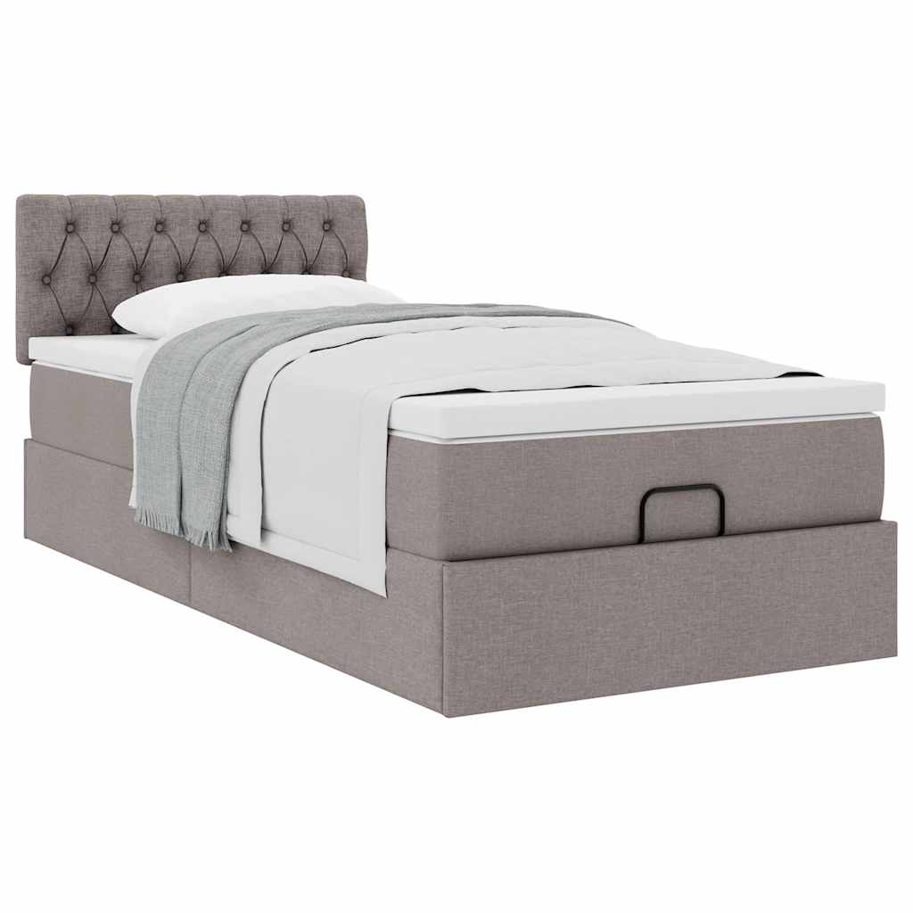 vidaXL Estructura de cama otomana colchón tela gris pardo 90x190cm