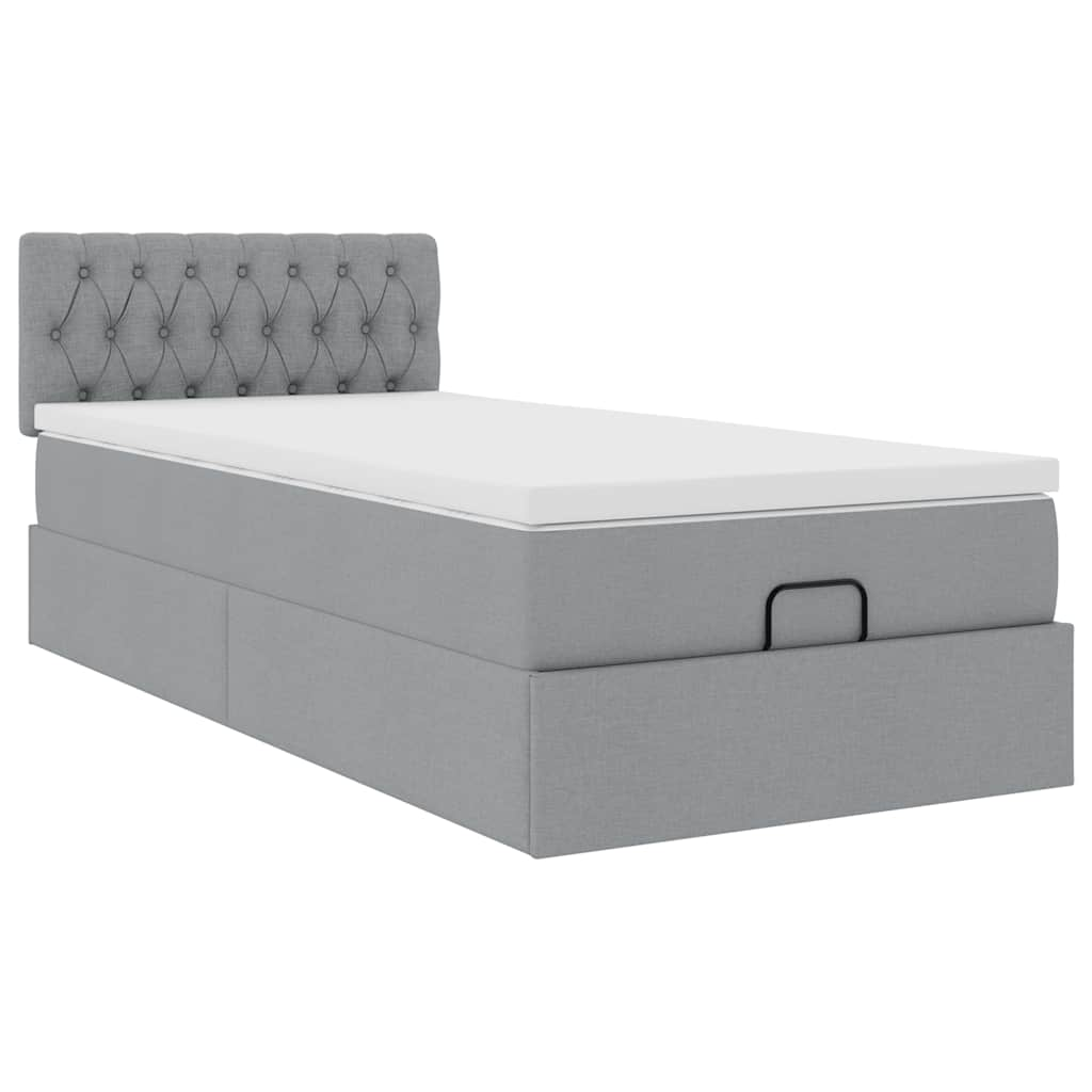 vidaXL Estructura de cama otomana con colchón tela gris claro 90x200cm