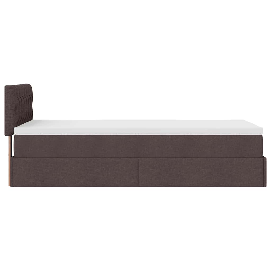 vidaXL Estructura cama otomana colchón tela marrón oscuro 90x200cm