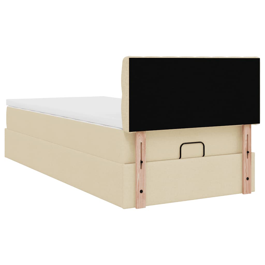 vidaXL Estructura de cama otomana con colchón tela crema 90x200cm