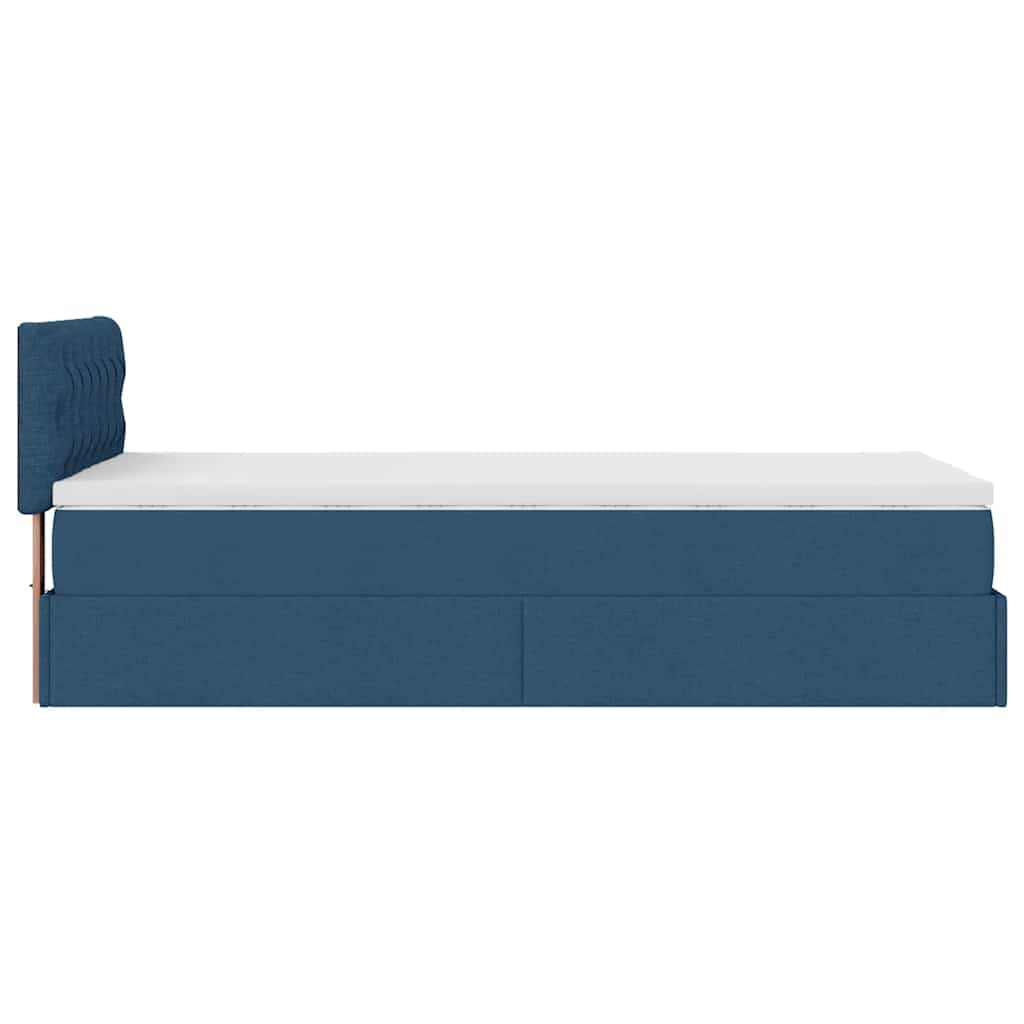 vidaXL Estructura de cama otomana con colchón tela azul 90x200 cm