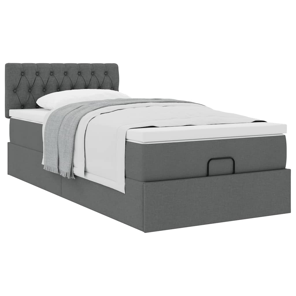 vidaXL Estructura cama otomana colchón tela gris oscuro