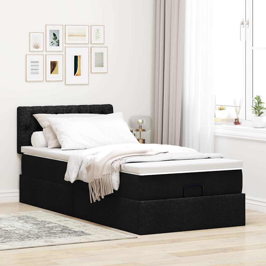 vidaXL Estructura de cama otomana colchón tela negro 100x200cm