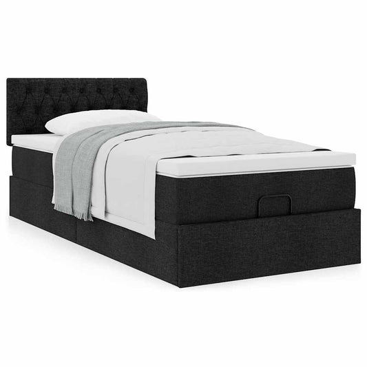 vidaXL Estructura de cama otomana colchón tela negro 100x200cm