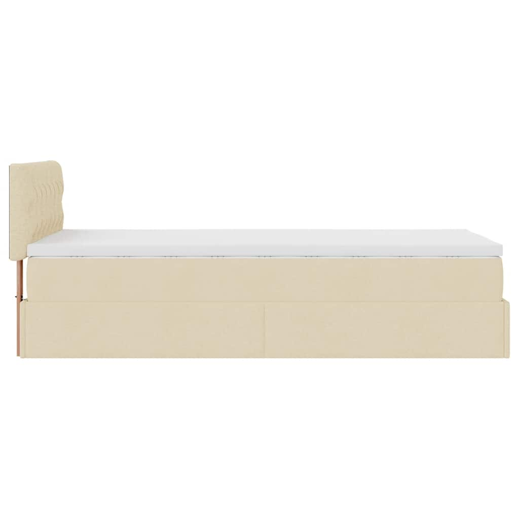 vidaXL Estructura de cama otomana con colchón tela crema 100x200cm