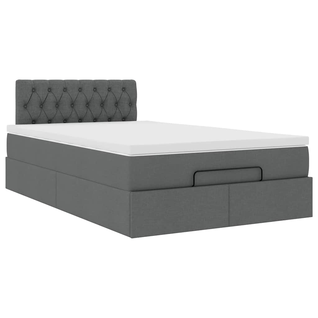 vidaXL Estructura de cama otomana colchón tela gris oscuro