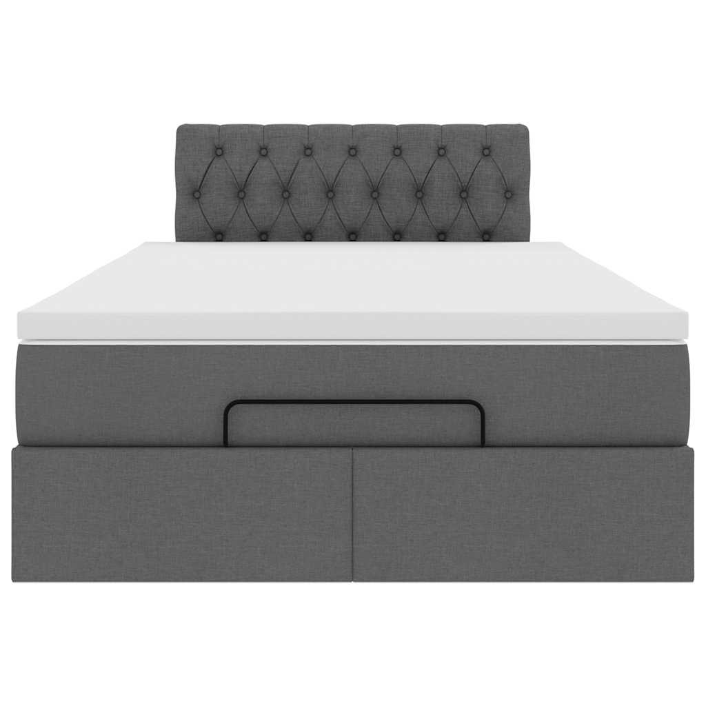 vidaXL Estructura de cama otomana colchón tela gris oscuro