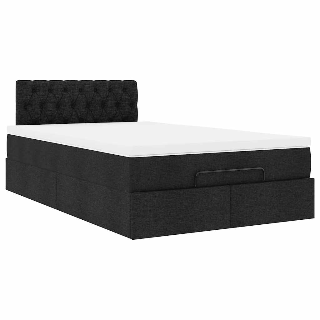 vidaXL Estructura de cama otomana colchón tela negro