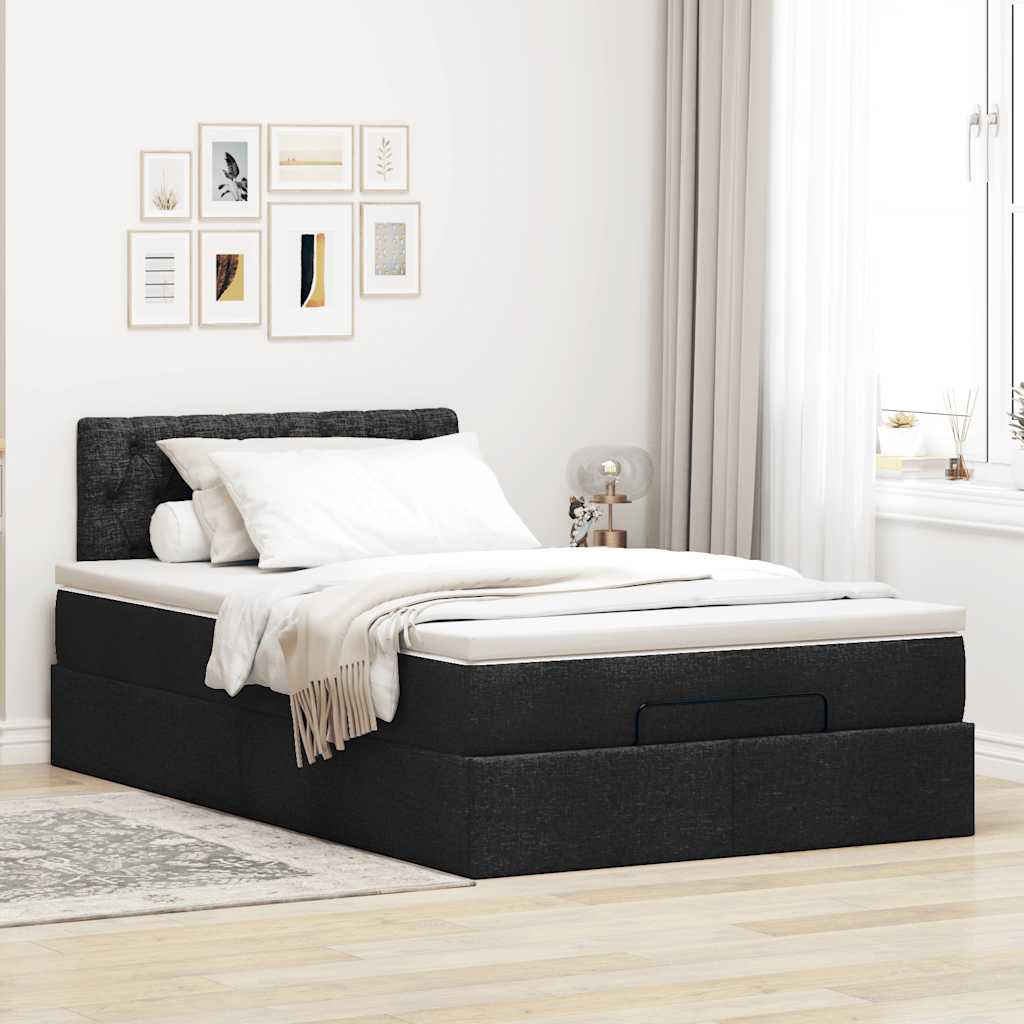 vidaXL Estructura de cama otomana colchón tela negro