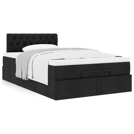 vidaXL Estructura de cama otomana colchón tela negro