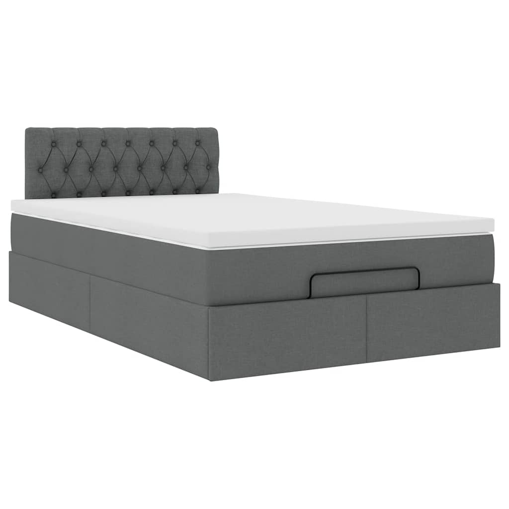 vidaXL Estructura cama otomana colchón tela gris oscuro 120x200cm