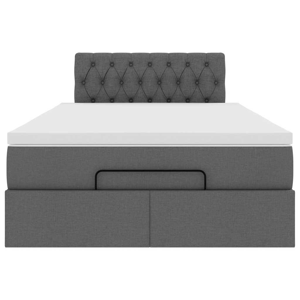 vidaXL Estructura cama otomana colchón tela gris oscuro 120x200cm