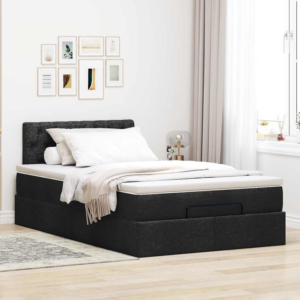 vidaXL Estructura cama otomana colchón tela negro 120x200cm