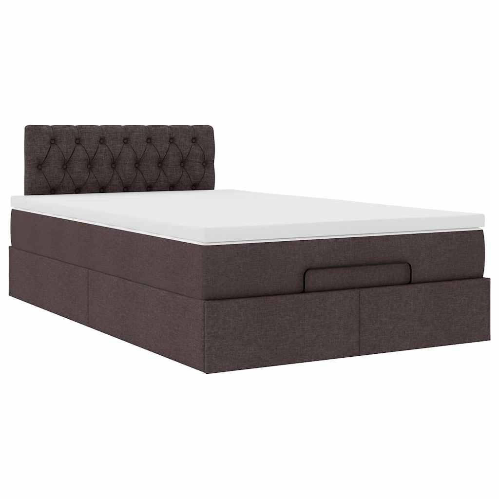 vidaXL Estructura cama otomana colchón tela marrón oscuro 120x200cm