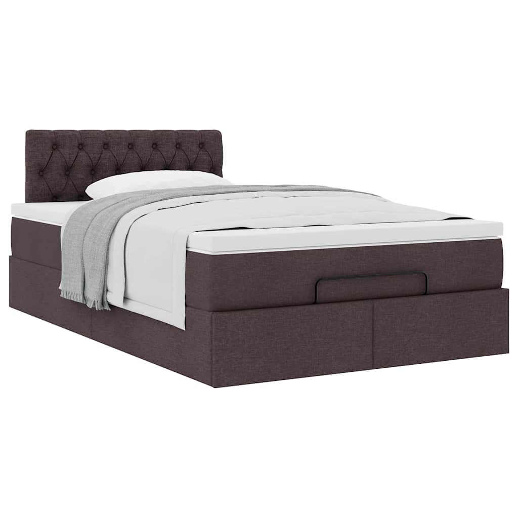 vidaXL Estructura cama otomana colchón tela marrón oscuro 120x200cm