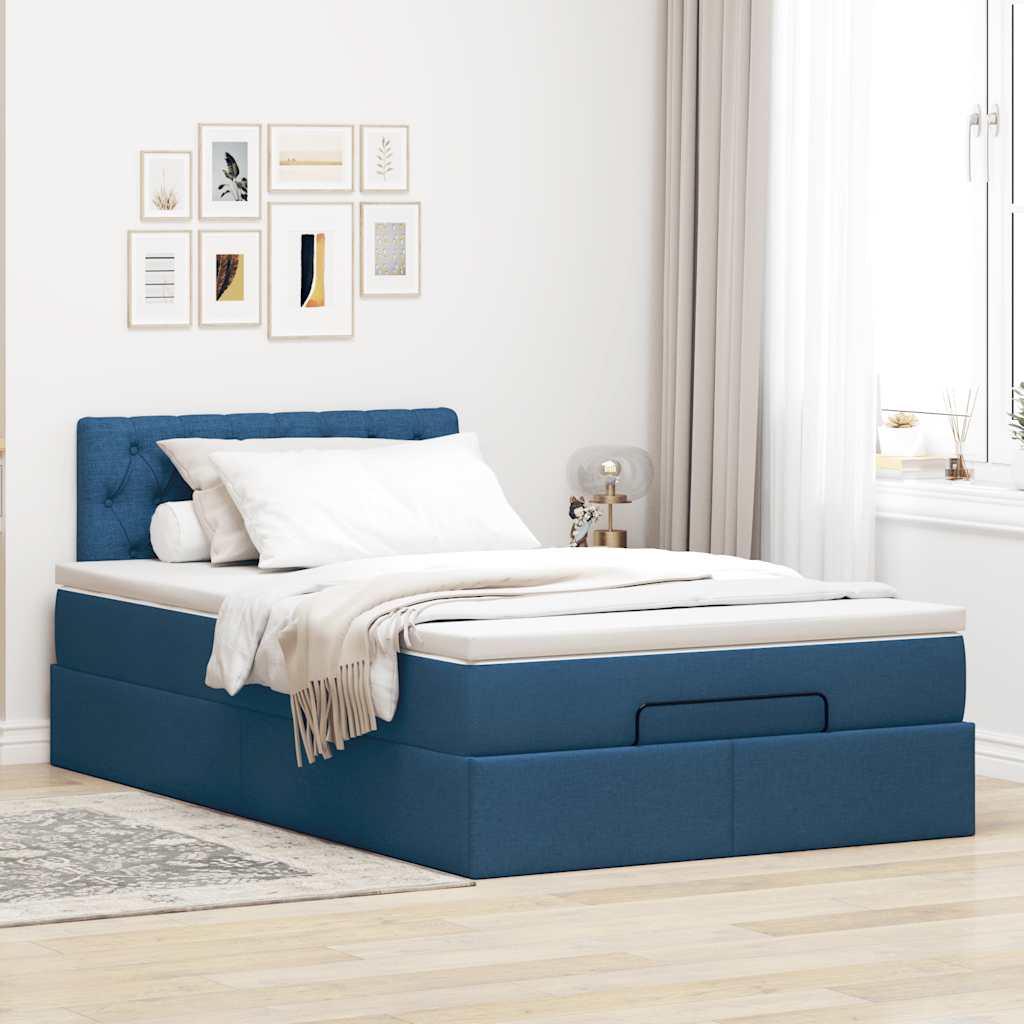 vidaXL Estructura de cama otomana con colchón tela azul 120x200cm