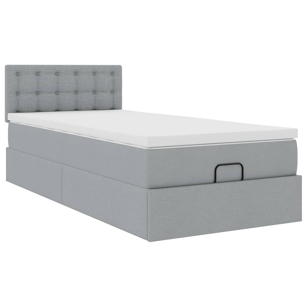 vidaXL Estructura de cama otomana con colchón tela gris claro 80x200cm