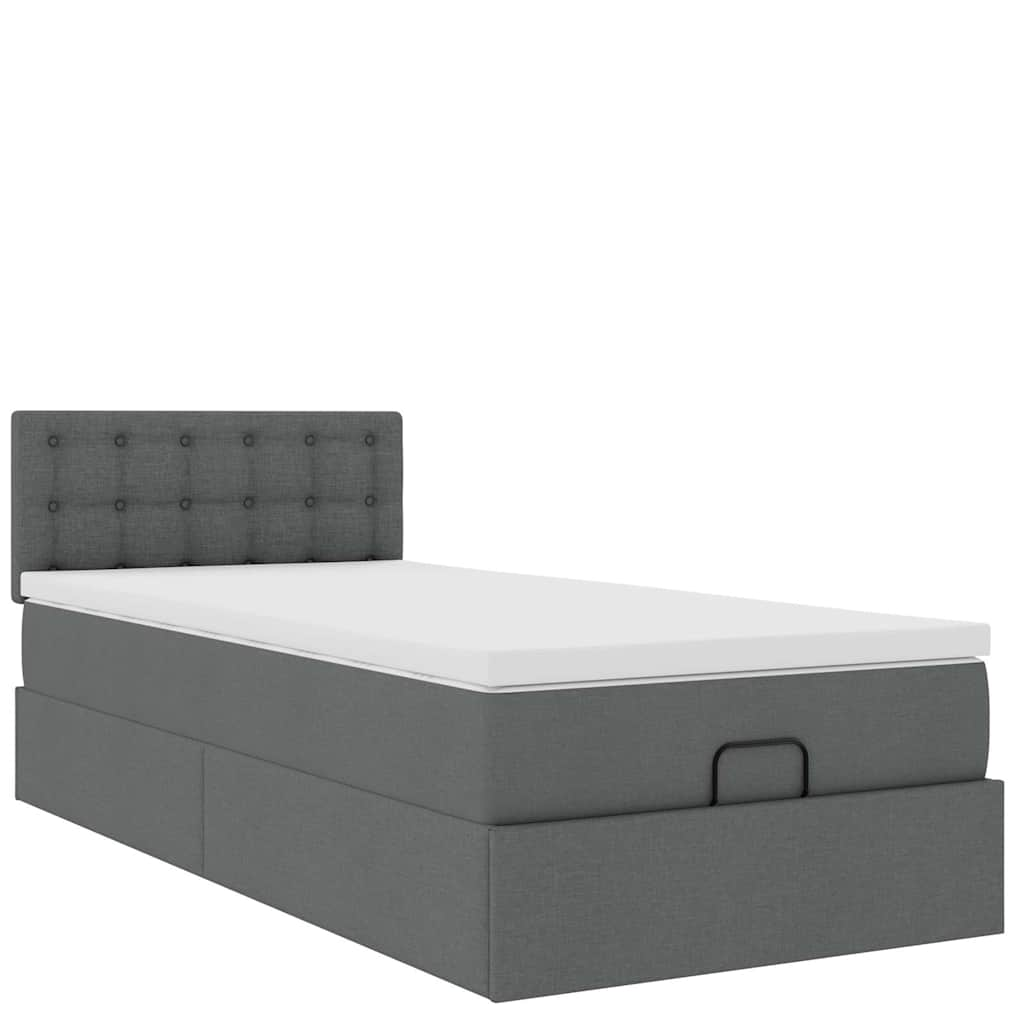 vidaXL Estructura cama otomana colchón tela gris oscuro 80x200cm