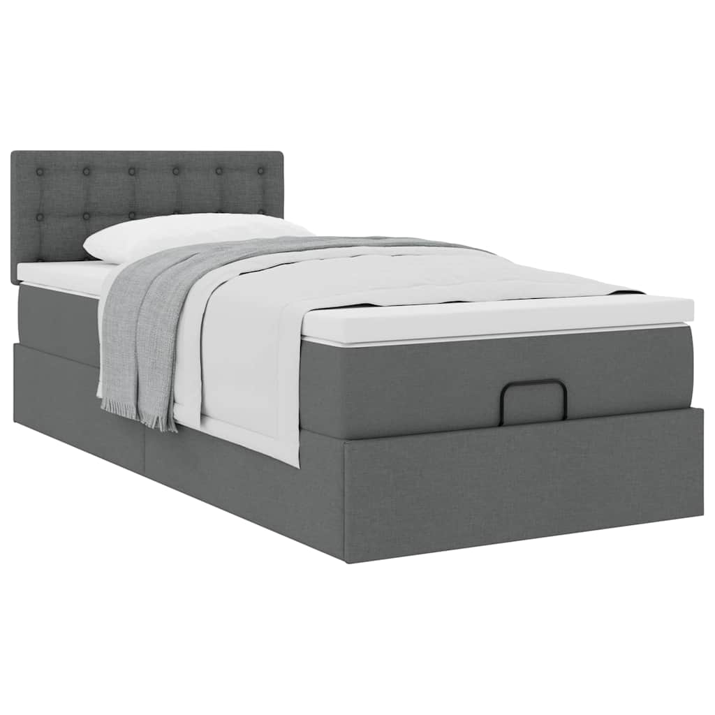 vidaXL Estructura cama otomana colchón tela gris oscuro 80x200cm