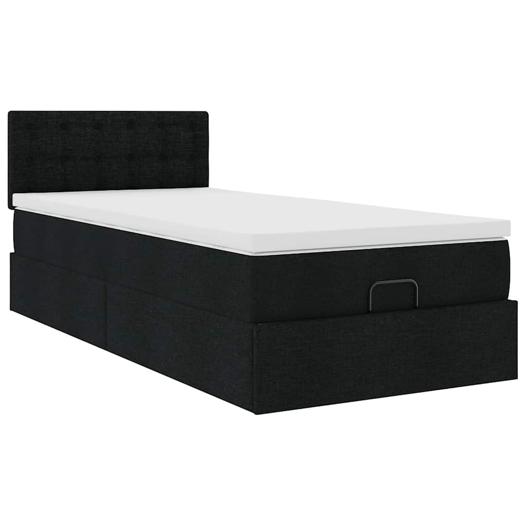 vidaXL Estructura de cama otomana con colchón tela negra 80x200cm